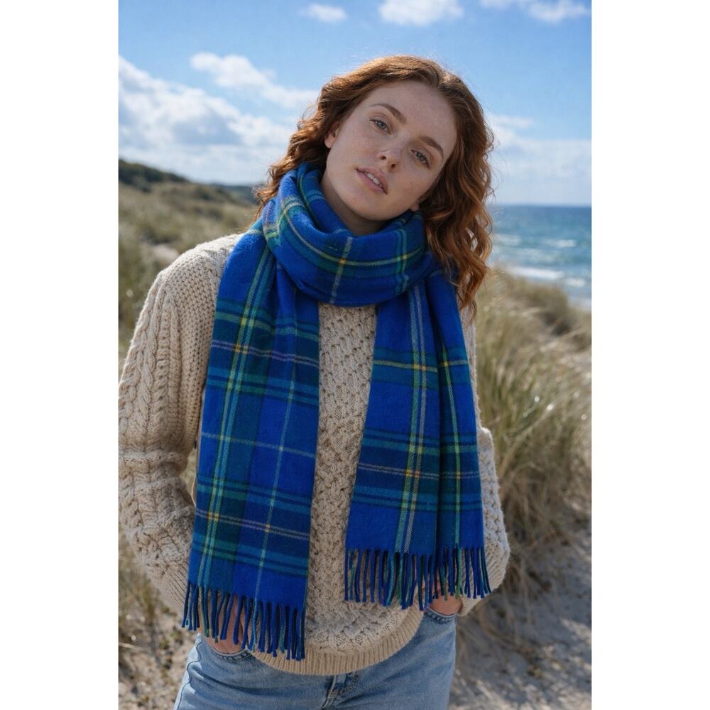 Patrick King Merino Wool Tartan Pocket Scarf Scottish Heritage Coastal Prep Wrap - Picture 4 of 14